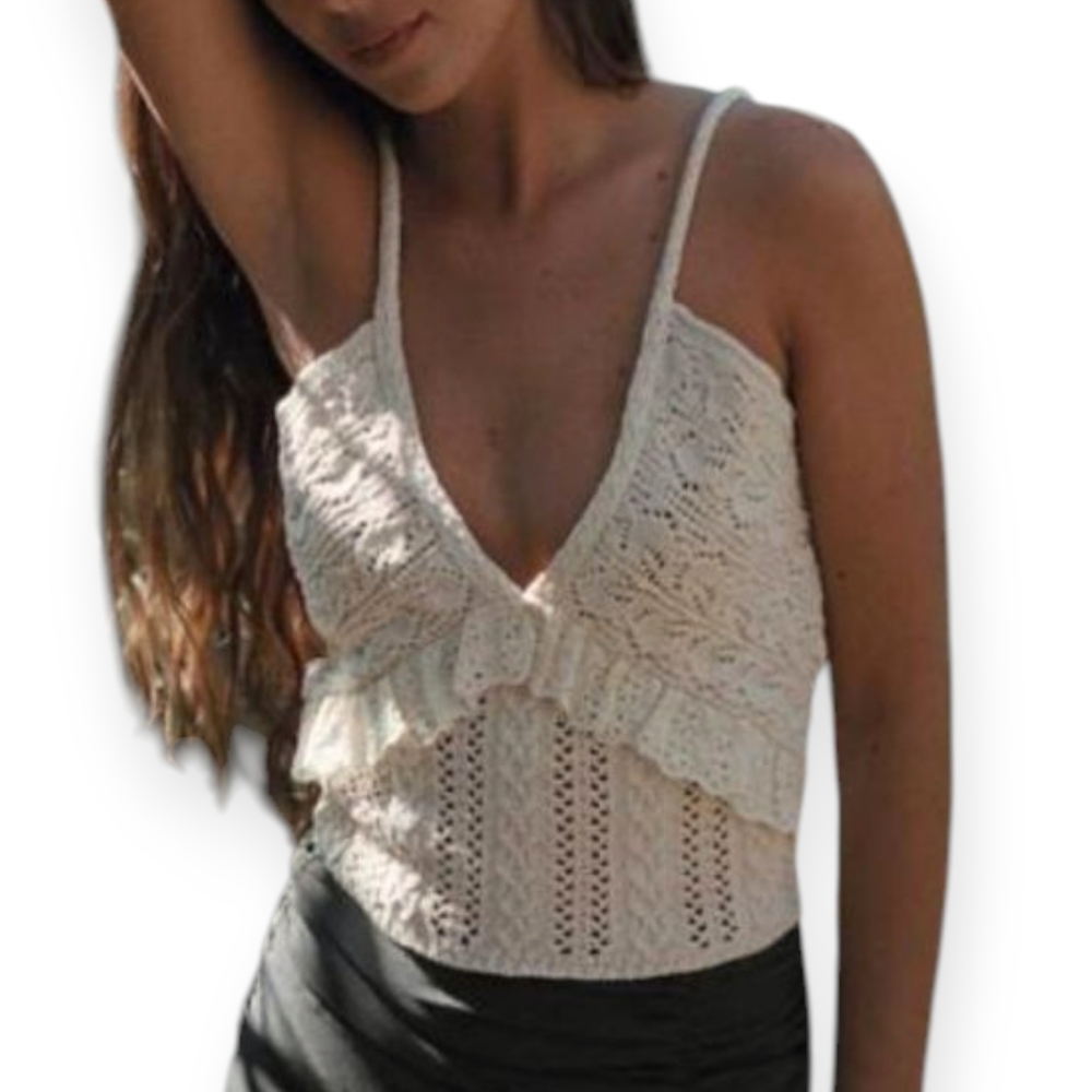 Zara Cream Crochet Top | Sz M|